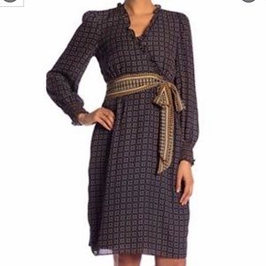Max Studio Long Sleeve Tie Waist Dress
